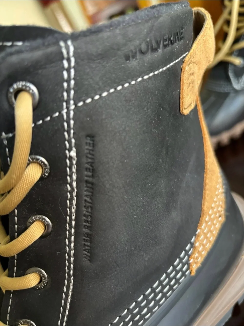 Wolverine Women Black and Brown Lace-Up Waterproof Boots